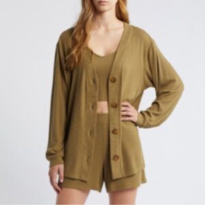 Waffle Knit Olive Green Women’s Lounge Shorts